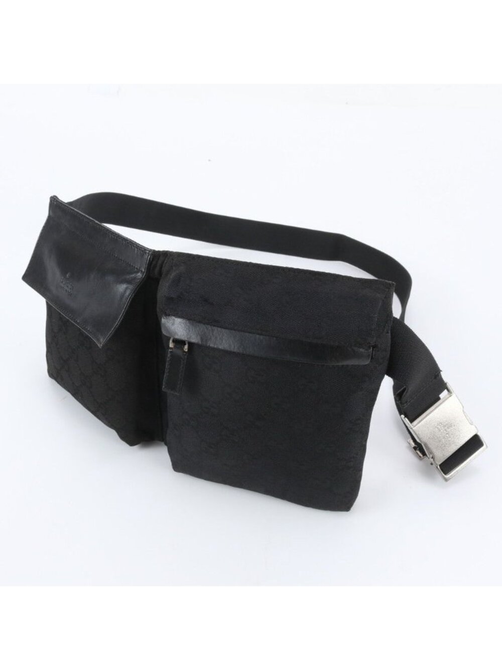 Gucci GG Canvas Leather 2-Way Belt Bag Crossbody Waist Pouch